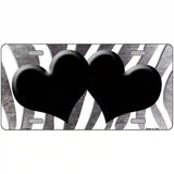 Black White Zebra Hearts Oil Rubbed Metal Novelty License Plate 24" x 12" (LLP)