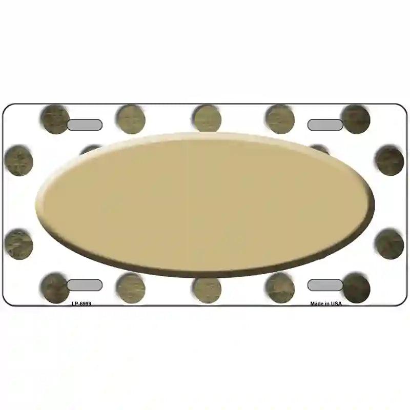 Gold White Dots Oval Oil Rubbed Metal Novelty License Plate 24" x 12" (LLP)