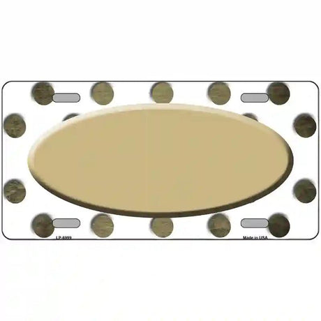 Gold White Dots Oval Oil Rubbed Metal Novelty License Plate 24" x 12" (LLP)