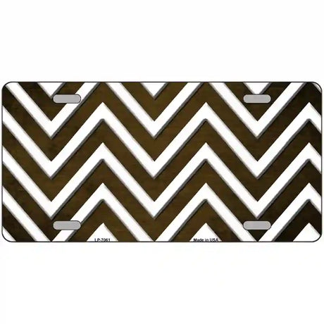 Brown White Chevron Oil Rubbed Metal Novelty License Plate 24" x 12" (LLP)