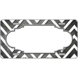 Gray White Chevron Scallop Oil Rubbed Metal Novelty License Plate 24" x 12" (LLP)