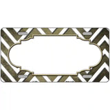 Gold White Chevron Scallop Oil Rubbed Metal Novelty License Plate 24" x 12" (LLP)