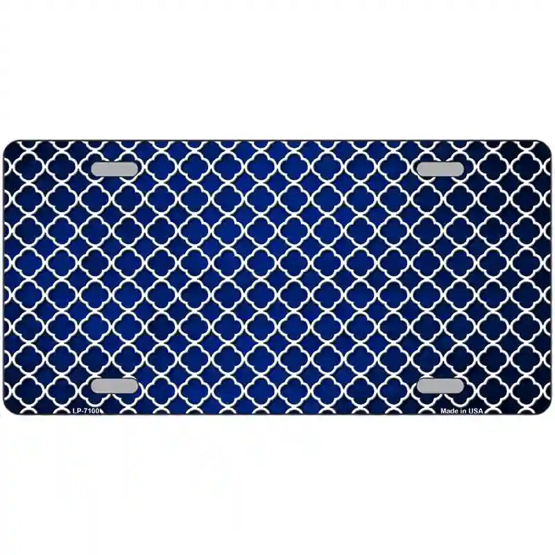 Blue White Quatrefoil Oil Rubbed Metal Novelty License Plate 24" x 12" (LLP)