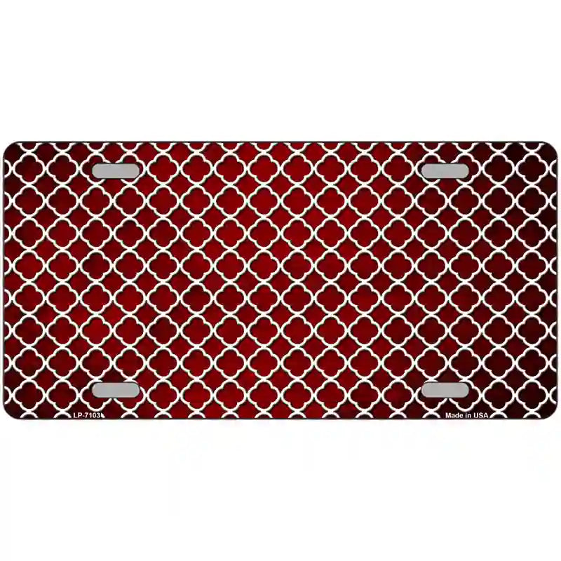 Red White Quatrefoil Oil Rubbed Metal Novelty License Plate 24" x 12" (LLP)