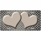 Tan White Quatrefoil Hearts Oil Rubbed Metal Novelty License Plate 24" x 12" (LLP)