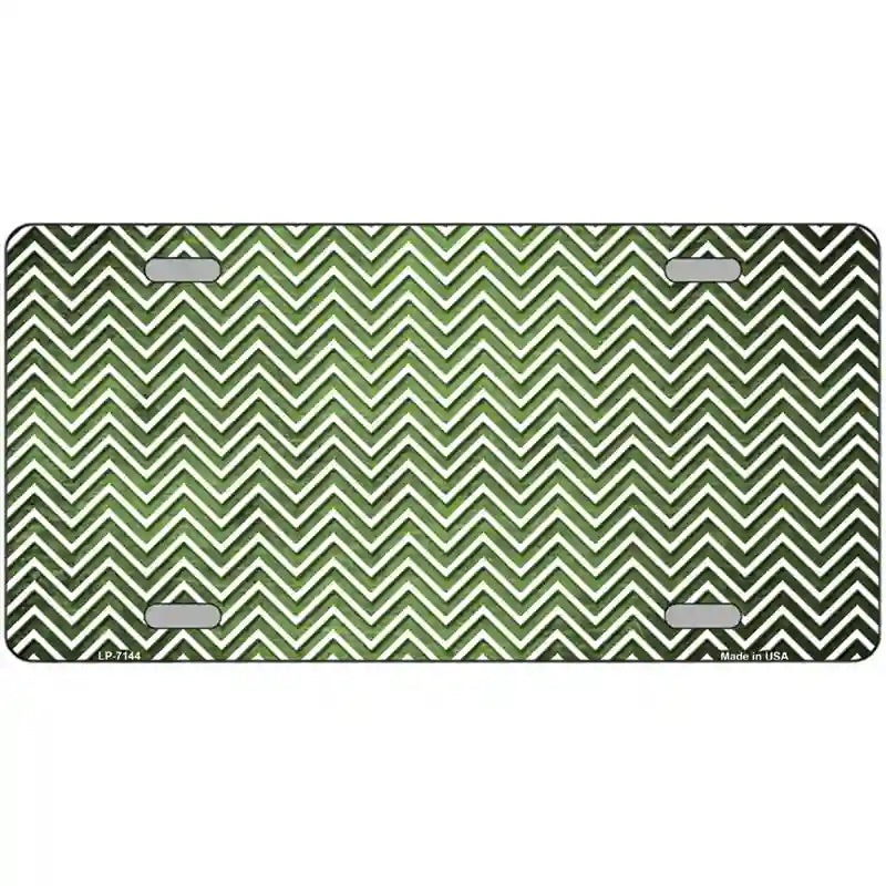 Lime Green White Small Chevron Oil Rubbed Metal Novelty License Plate 24" x 12" (LLP)