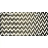 Gold White Small Chevron Oil Rubbed Metal Novelty License Plate 24" x 12" (LLP)