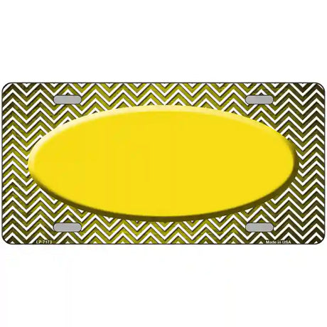 Yellow White Small Chevron Oval Oil Rubbed Metal Novelty License Plate 24" x 12" (LLP)