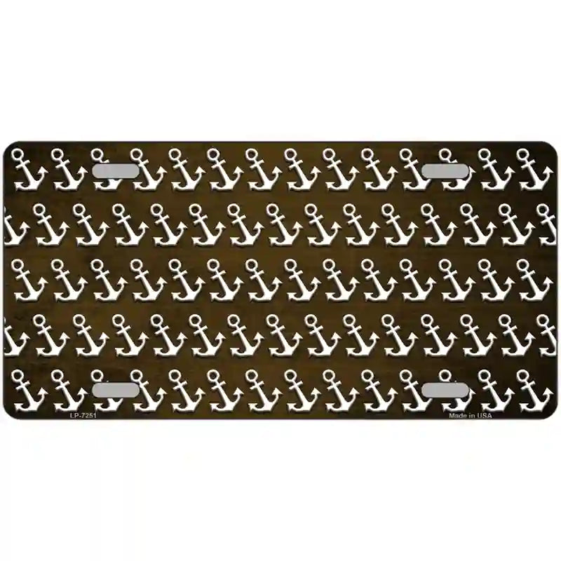 Brown White Anchor Oil Rubbed Metal Novelty License Plate 24" x 12" (LLP)