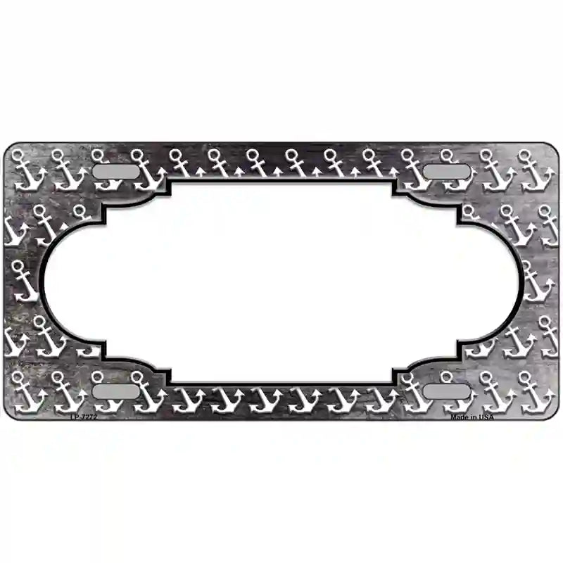 Black White Anchor Scallop Oil Rubbed Metal Novelty License Plate 24" x 12" (LLP)