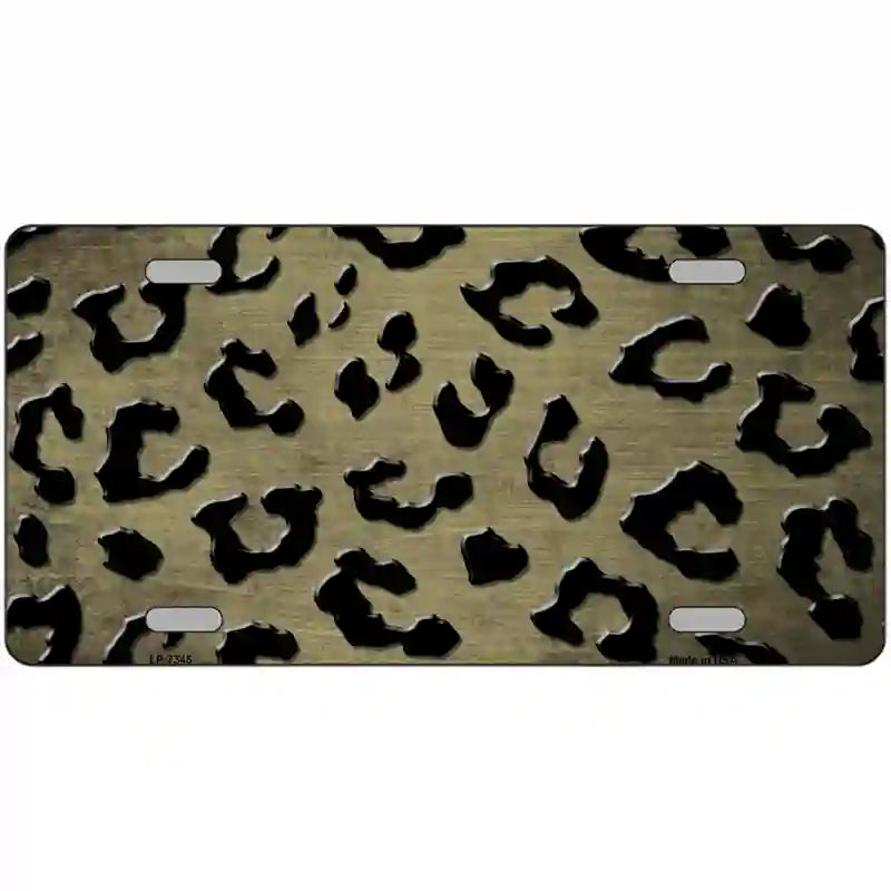 Gold Black Cheetah Oil Rubbed Metal Novelty License Plate 24" x 12" (LLP)