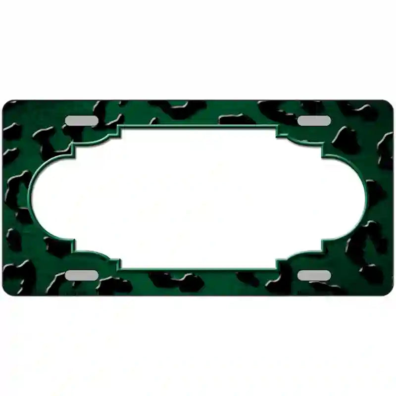 Green Black Cheetah Scallop Oil Rubbed Metal Novelty License Plate 24" x 12" (LLP)