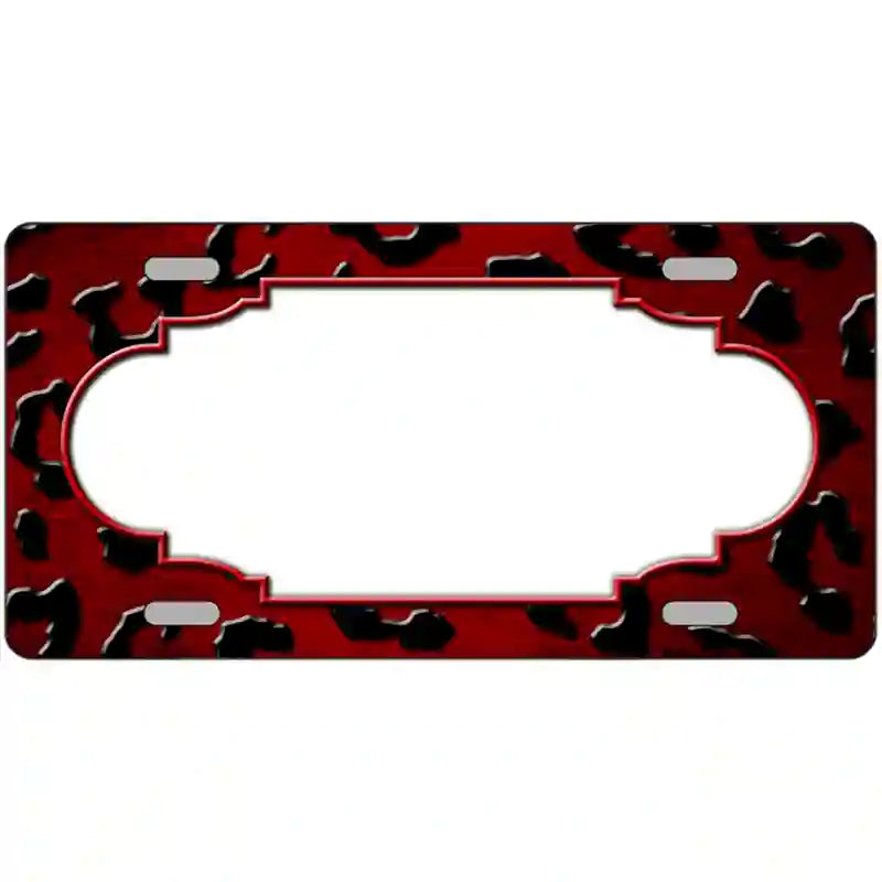 Red Black Cheetah Scallop Oil Rubbed Metal Novelty License Plate 24" x 12" (LLP)