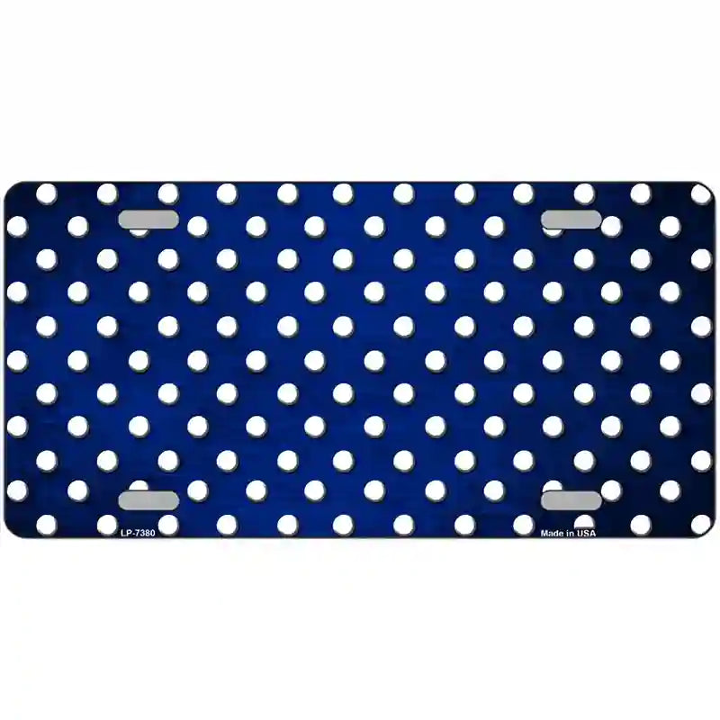Blue White Small Dots Oil Rubbed Metal Novelty License Plate 24" x 12" (LLP)