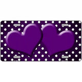 Purple White Small Dots Hearts Oil Rubbed Metal Novelty License Plate 24" x 12" (LLP)