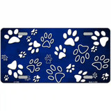 Blue White Paw Oil Rubbed Metal Novelty License Plate 24" x 12" (LLP)