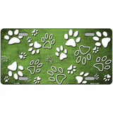 Lime Green White Paw Oil Rubbed Metal Novelty License Plate 24" x 12" (LLP)