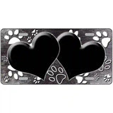 Paw Heart Black White Metal Novelty License Plate 24" x 12" (LLP)