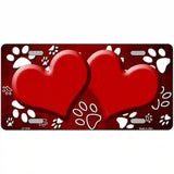 Paw Heart Red White Metal Novelty License Plate 24" x 12" (LLP)