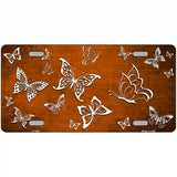 Orange White Butterfly Oil Rubbed Metal Novelty License Plate 24" x 12" (LLP)