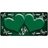 Green White Hearts Butterfly Oil Rubbed Metal Novelty License Plate 24" x 12" (LLP)