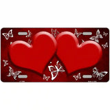 Red White Hearts Butterfly Oil Rubbed Metal Novelty License Plate 24" x 12" (LLP)