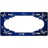 Blue White Scallop Butterfly Oil Rubbed Metal Novelty License Plate 24" x 12" (LLP)