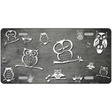 Gray White Owl Oil Rubbed Metal Novelty License Plate 24" x 12" (LLP)