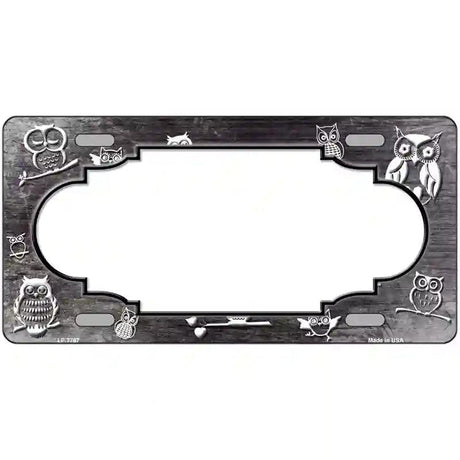Black White Owl Scallop Oil Rubbed Metal Novelty License Plate 24" x 12" (LLP)