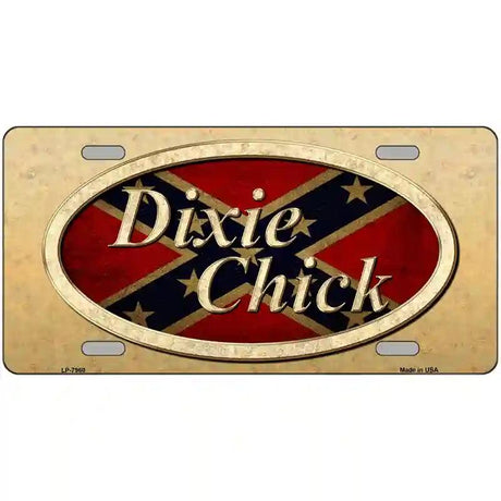 Dixie Chick in Rebel Flag Novelty Metal License Plate 24" x 12" (LLP)