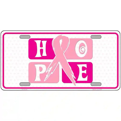 Hope Breast Cancer Ribbon Novelty Metal License Plate 24" x 12" (LLP)