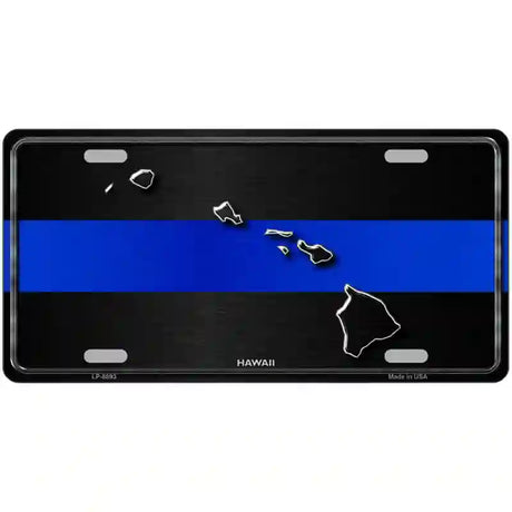Hawaii Thin Blue Line Metal Novelty License Plate 24" x 12" (LLP)