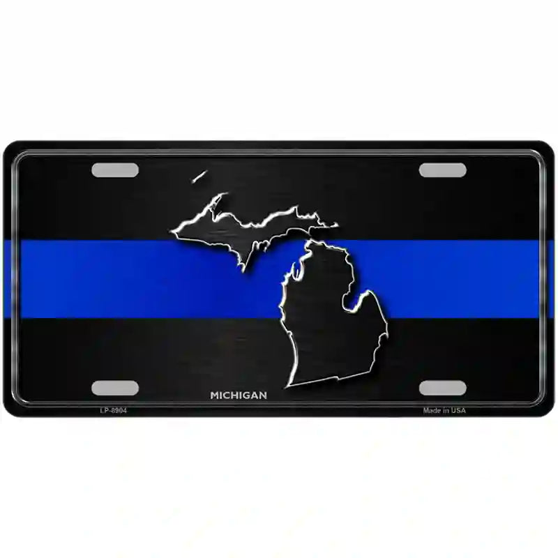 Michigan Thin Blue Line Metal Novelty License Plate 24" x 12" (LLP)