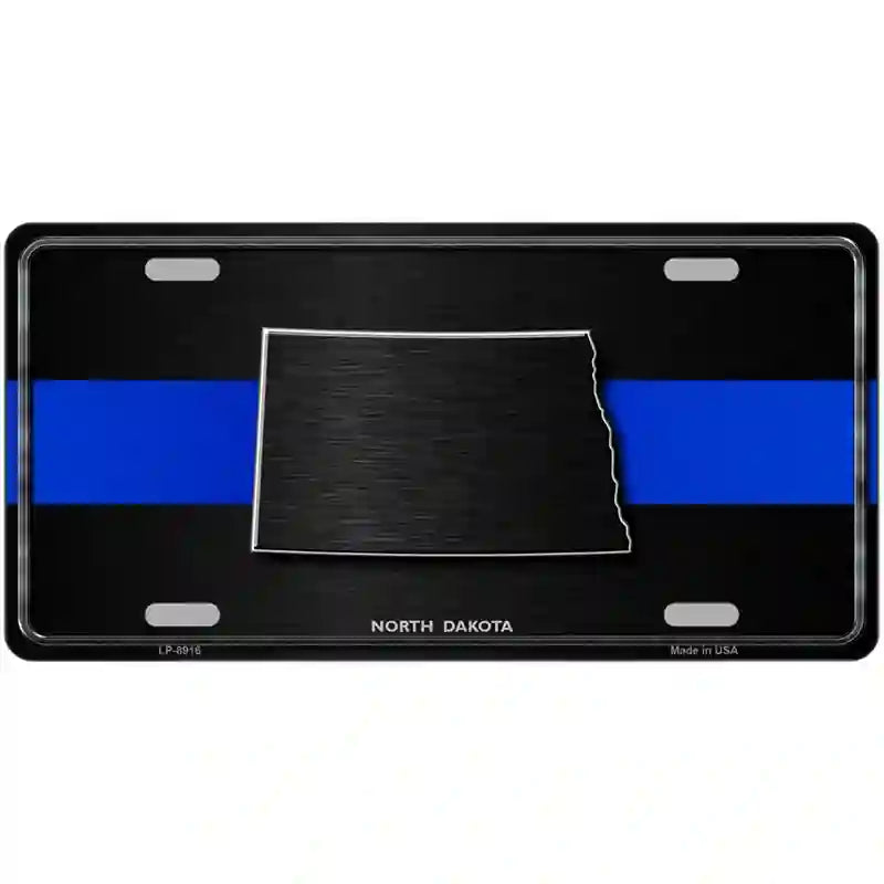 North Dakota Thin Blue Line Metal Novelty License Plate 24" x 12" (LLP)