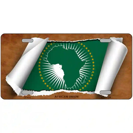 African Union Flag Scroll Metal Novelty License Plate 24" x 12" (LLP)