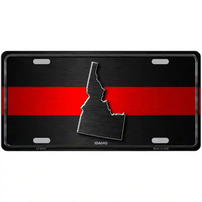 Idaho Thin Red Line Metal Novelty License Plate 24" x 12" (LLP)