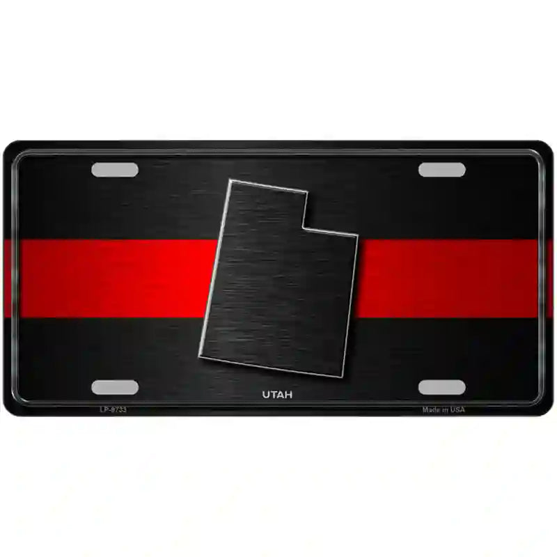 Utah Thin Red Line Metal Novelty License Plate 24" x 12" (LLP)