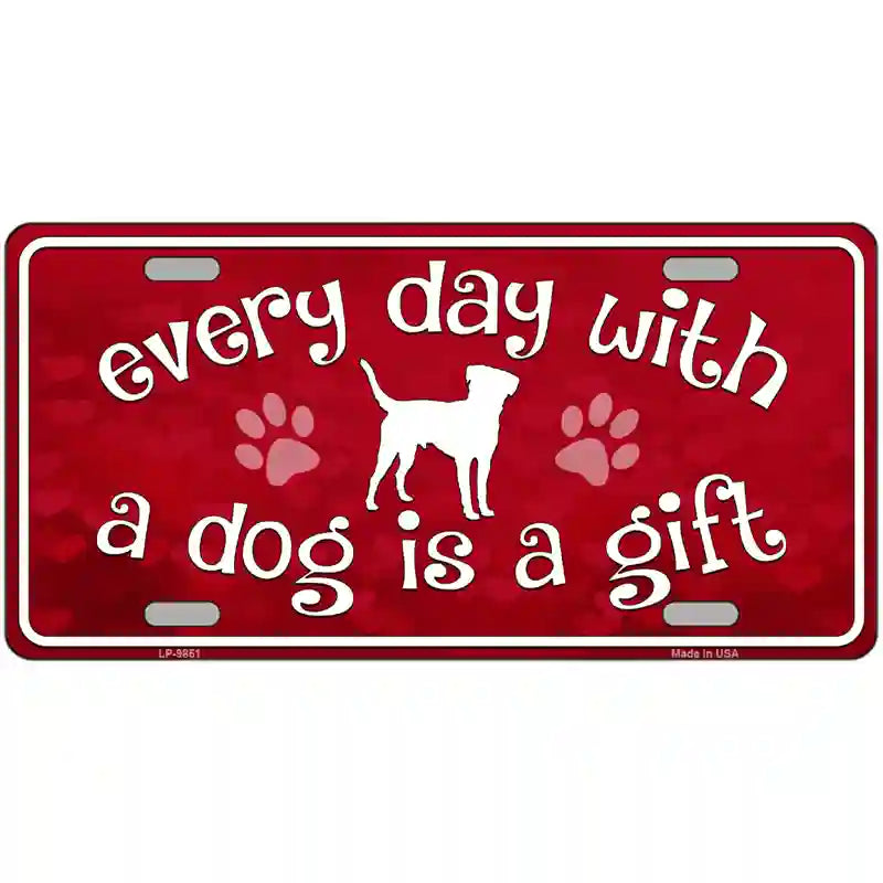 Dog Is A Gift Novelty Metal License Plate 24" x 12" (LLP)