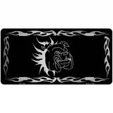 Dog In Flames Black Brushed Chrome Novelty Metal License Plate 24" x 12" (LLPC)