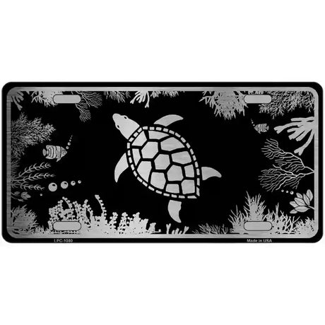 Turtle Black Brushed Chrome Novelty Metal License Plate 24" x 12" (LLPC)