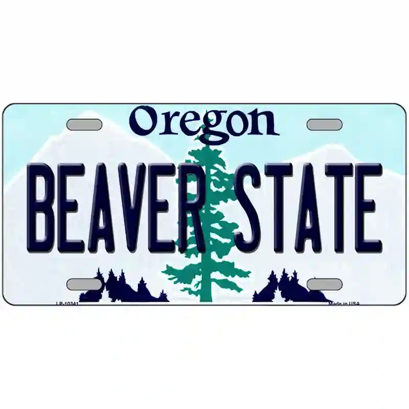 Beaver State Oregon Metal Novelty License Plate 12" x 6" (LP)