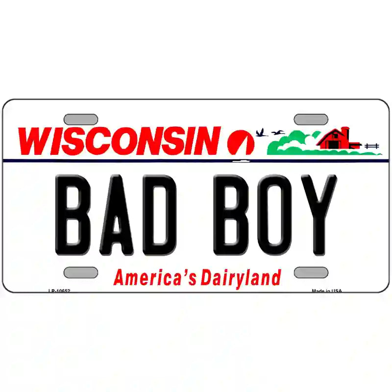 Bad Boy Wisconsin Metal Novelty License Plate 12" x 6" (LP)
