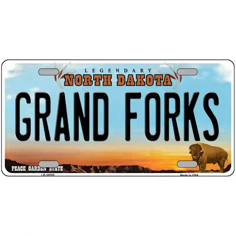 Grand Forks North Dakota Metal Novelty License Plate 12" x 6" (LP)