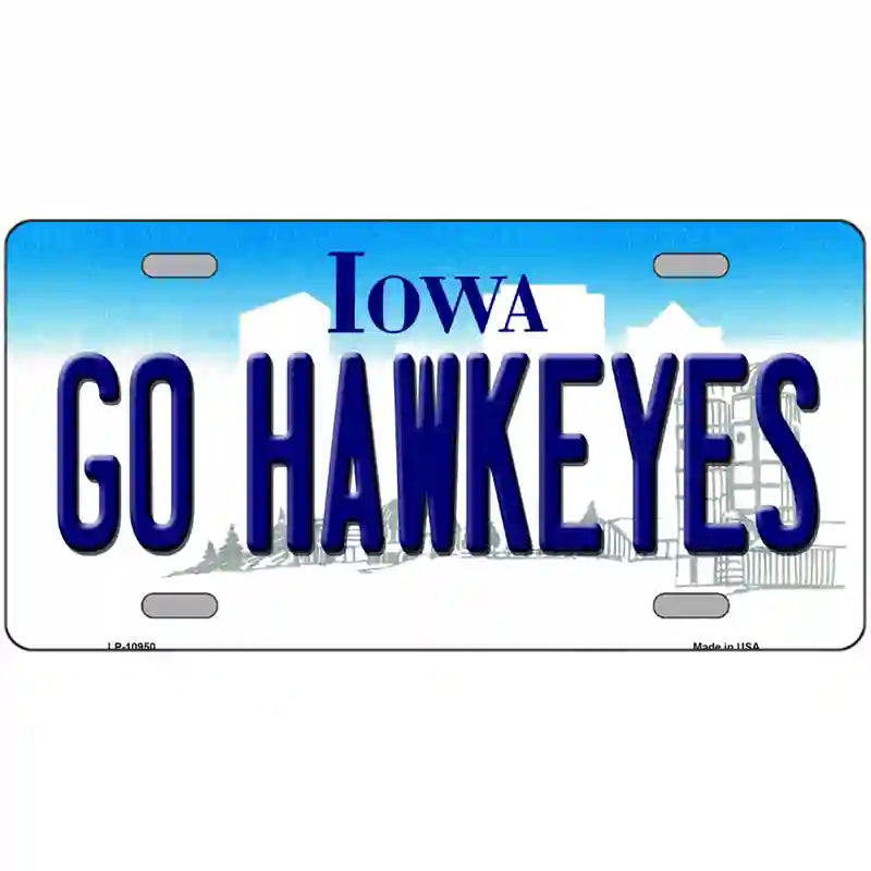 Go Hawkeyes Iowa Metal Novelty License Plate 12" x 6" (LP)