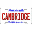 Cambridge Massachusetts Metal Novelty License Plate 12" x 6" (LP)