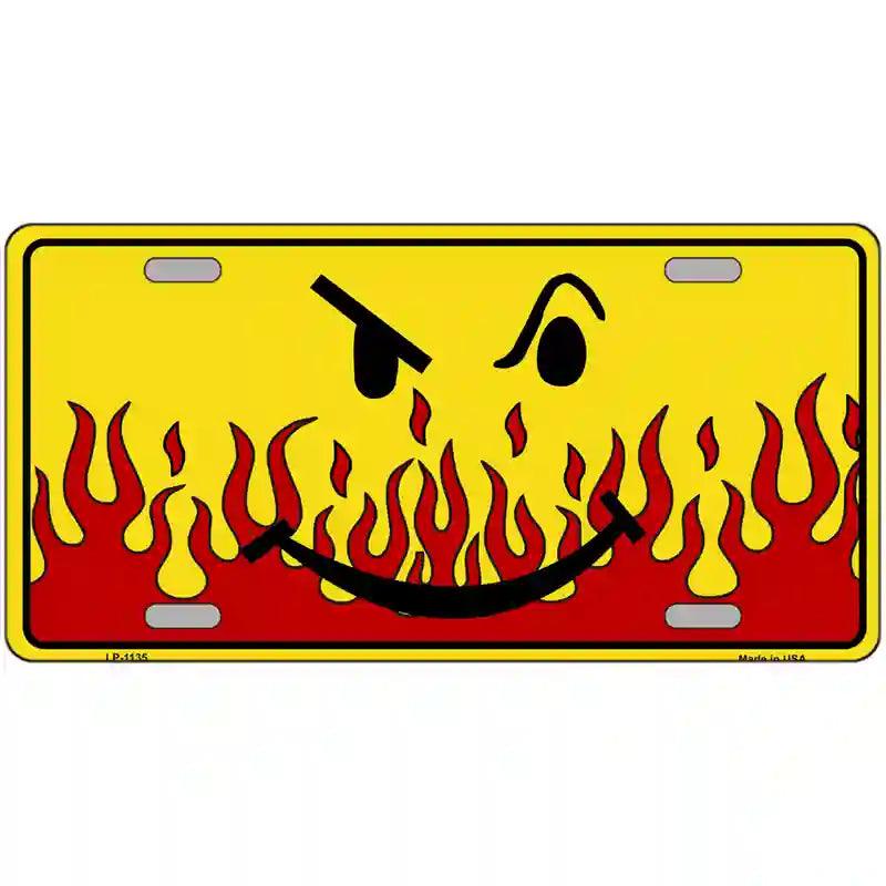 Smiley Flame Novelty Metal License Plate 12" x 6" (LP)