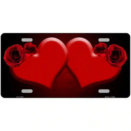 Hearts Over Roses In Red Novelty License Plate 12" x 6" (LP)