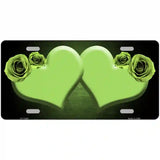 Hearts Over Roses In Lime Green Novelty License Plate 12" x 6" (LP)