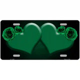 Hearts Over Roses In Green Novelty License Plate 12" x 6" (LP)