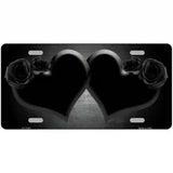 Hearts Over Roses In Black Novelty License Plate 12" x 6" (LP)